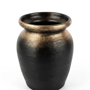 Wazon nagrobny gliniany czano-złoty 25 cm
