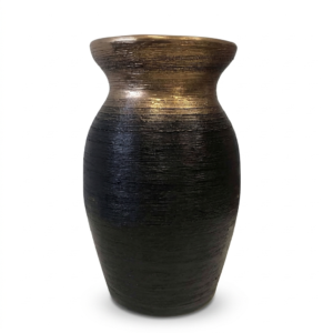 Wazon gliniany nagrobny czarno-złoty 29 cm